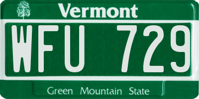 VT license plate WFU729