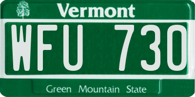 VT license plate WFU730