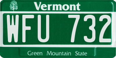 VT license plate WFU732