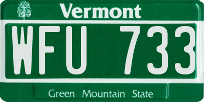 VT license plate WFU733