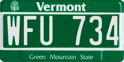VT license plate WFU734