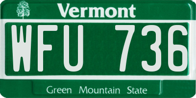 VT license plate WFU736