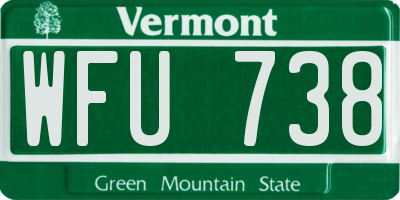 VT license plate WFU738