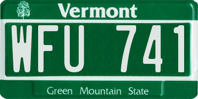 VT license plate WFU741
