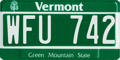VT license plate WFU742