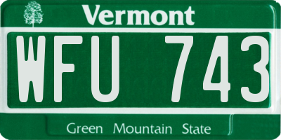 VT license plate WFU743