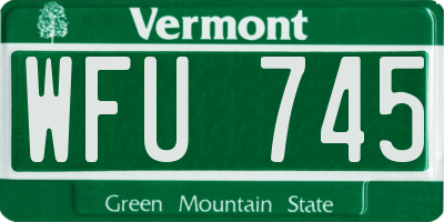 VT license plate WFU745