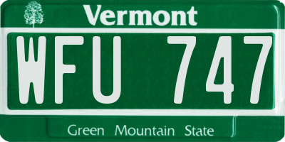 VT license plate WFU747