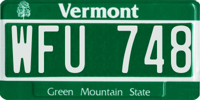 VT license plate WFU748