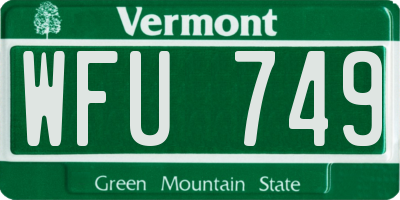 VT license plate WFU749