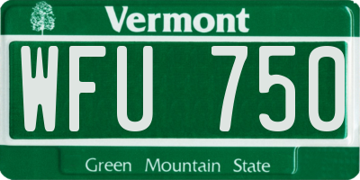 VT license plate WFU750