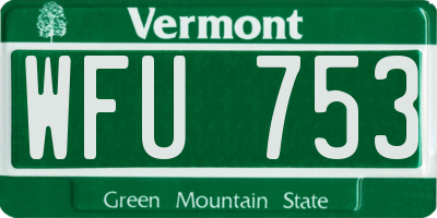 VT license plate WFU753