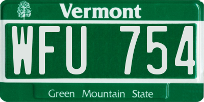 VT license plate WFU754