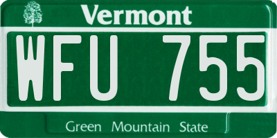 VT license plate WFU755