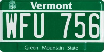 VT license plate WFU756