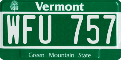 VT license plate WFU757