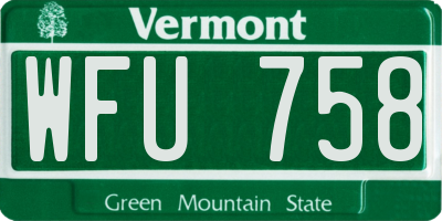 VT license plate WFU758