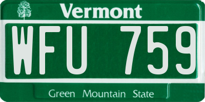 VT license plate WFU759