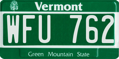 VT license plate WFU762