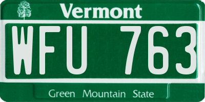VT license plate WFU763