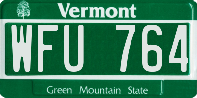 VT license plate WFU764