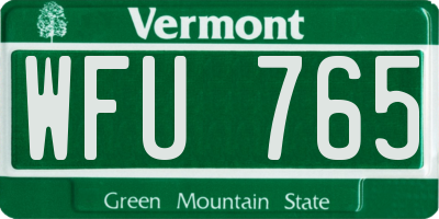 VT license plate WFU765
