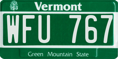 VT license plate WFU767