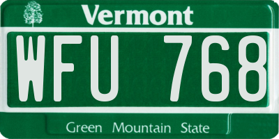 VT license plate WFU768