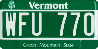 VT license plate WFU770