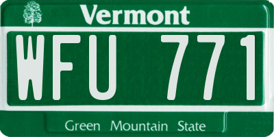 VT license plate WFU771