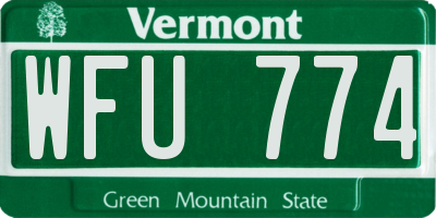 VT license plate WFU774