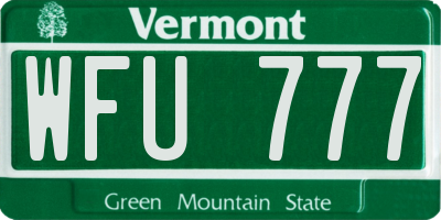 VT license plate WFU777