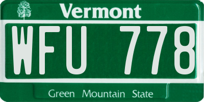 VT license plate WFU778
