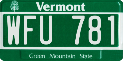 VT license plate WFU781