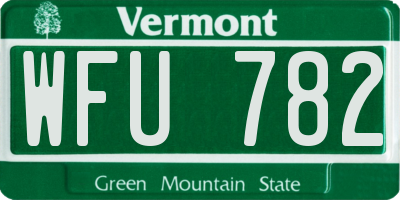VT license plate WFU782