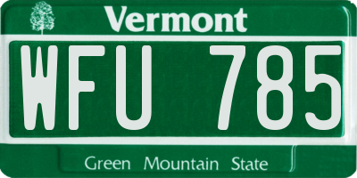 VT license plate WFU785