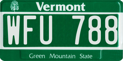 VT license plate WFU788