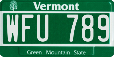 VT license plate WFU789