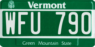 VT license plate WFU790