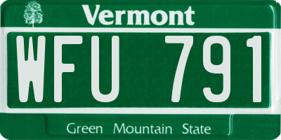 VT license plate WFU791