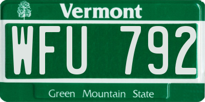 VT license plate WFU792