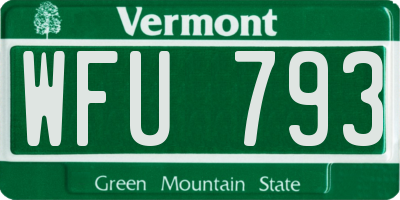 VT license plate WFU793
