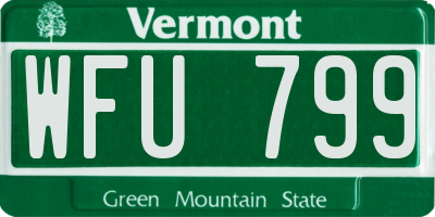 VT license plate WFU799