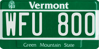 VT license plate WFU800