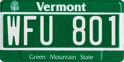 VT license plate WFU801
