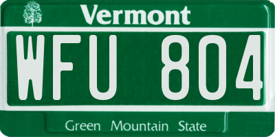VT license plate WFU804