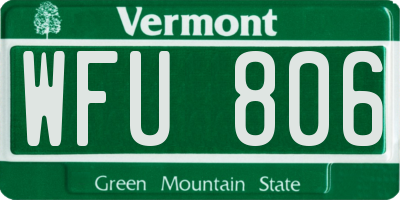VT license plate WFU806