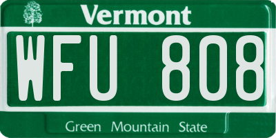 VT license plate WFU808