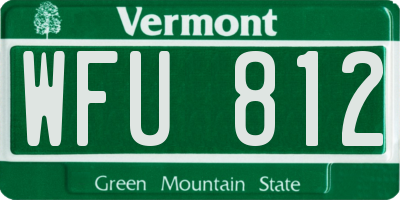 VT license plate WFU812