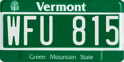 VT license plate WFU815